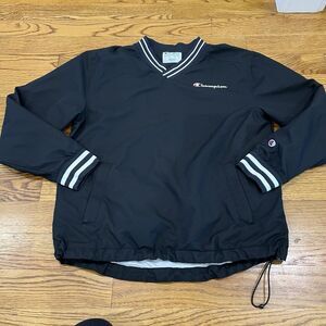 Champion Jacket Mens Medium Scout Baseball Stadium Wind Water Resistant Black
